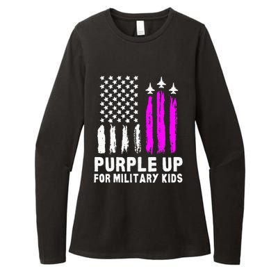 Purple Up US Flag Fighter Jet Military Kids Military Child Womens CVC Long Sleeve Shirt