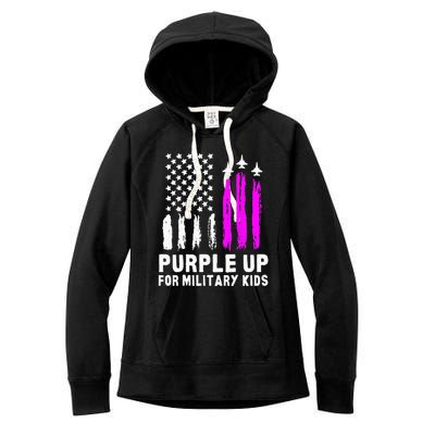 Purple Up US Flag Fighter Jet Military Kids Military Child Women's Fleece Hoodie