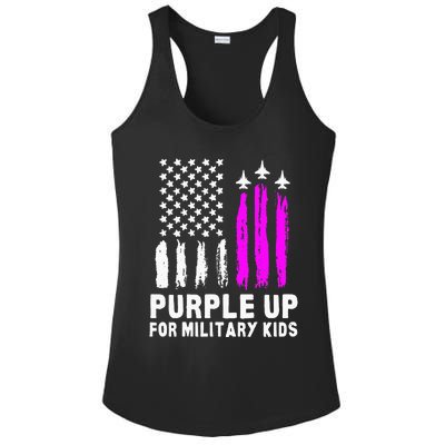 Purple Up US Flag Fighter Jet Military Kids Military Child Ladies PosiCharge Competitor Racerback Tank