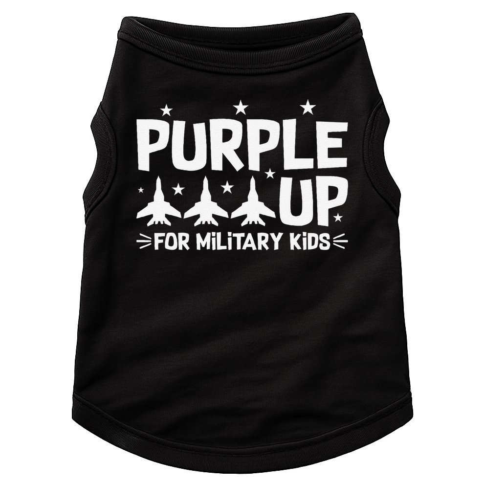 Purple Up USA Flag Fighter Jets Military Child Matching Doggie Tank