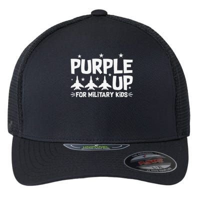 Purple Up USA Flag Fighter Jets Military Child Matching Flexfit Unipanel Trucker Cap