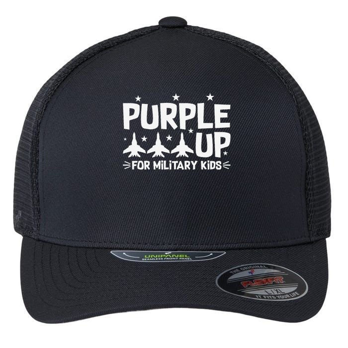 Purple Up USA Flag Fighter Jets Military Child Matching Flexfit Unipanel Trucker Cap