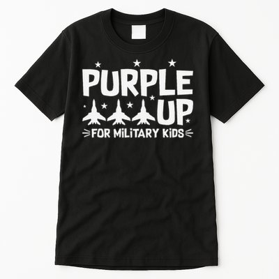 Purple Up USA Flag Fighter Jets Military Child Matching Tall T-Shirt
