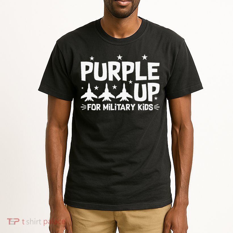 Purple Up USA Flag Fighter Jets Military Child Matching Tall T-Shirt