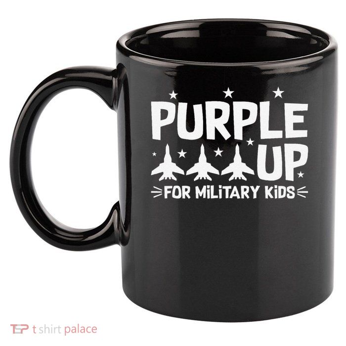 Purple Up USA Flag Fighter Jets Military Child Matching 11oz C Handle Ceramic Mug
