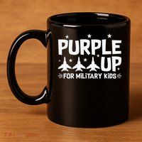 Purple Up USA Flag Fighter Jets Military Child Matching 11oz C Handle Ceramic Mug
