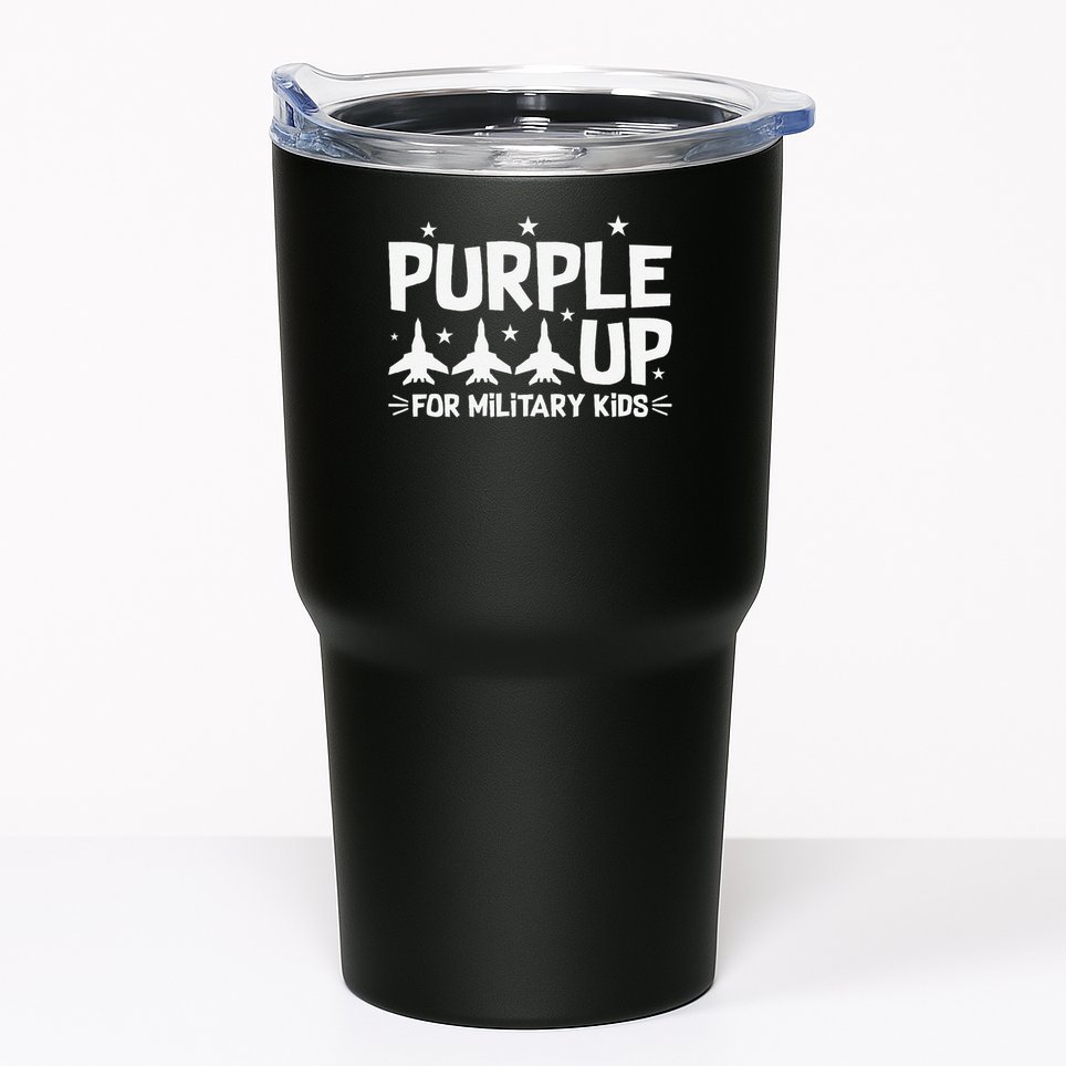 Purple Up USA Flag Fighter Jets Military Child Matching Tumbler