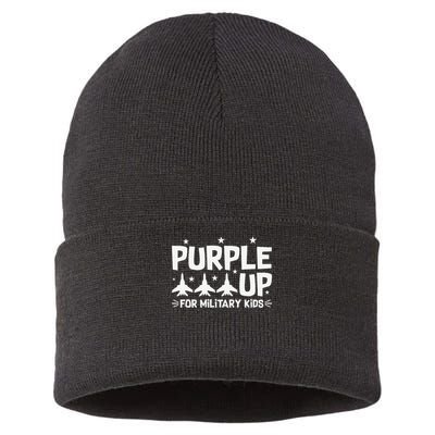 Purple Up USA Flag Fighter Jets Military Child Matching Sustainable Knit Beanie