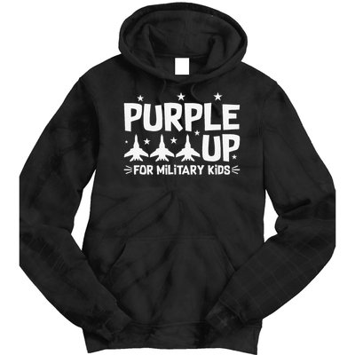 Purple Up USA Flag Fighter Jets Military Child Matching Tie Dye Hoodie