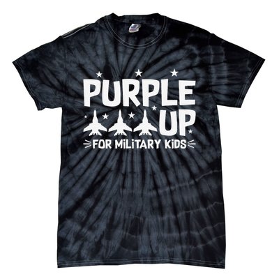Purple Up USA Flag Fighter Jets Military Child Matching Tie-Dye T-Shirt