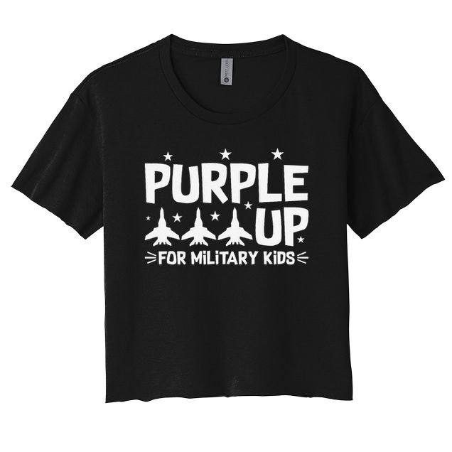Purple Up USA Flag Fighter Jets Military Child Matching Crop Top