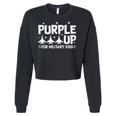 Purple Up USA Flag Fighter Jets Military Child Matching Cropped Pullover Crew