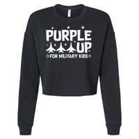Purple Up USA Flag Fighter Jets Military Child Matching Cropped Pullover Crew