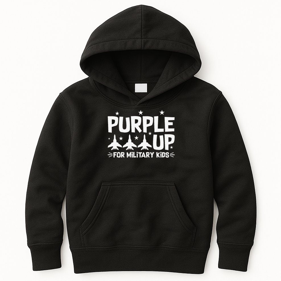 Purple Up USA Flag Fighter Jets Military Child Matching Kids Hoodie