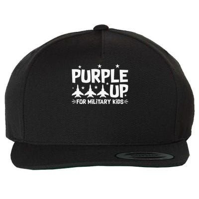 Purple Up USA Flag Fighter Jets Military Child Matching Wool Snapback Cap