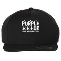 Purple Up USA Flag Fighter Jets Military Child Matching Wool Snapback Cap