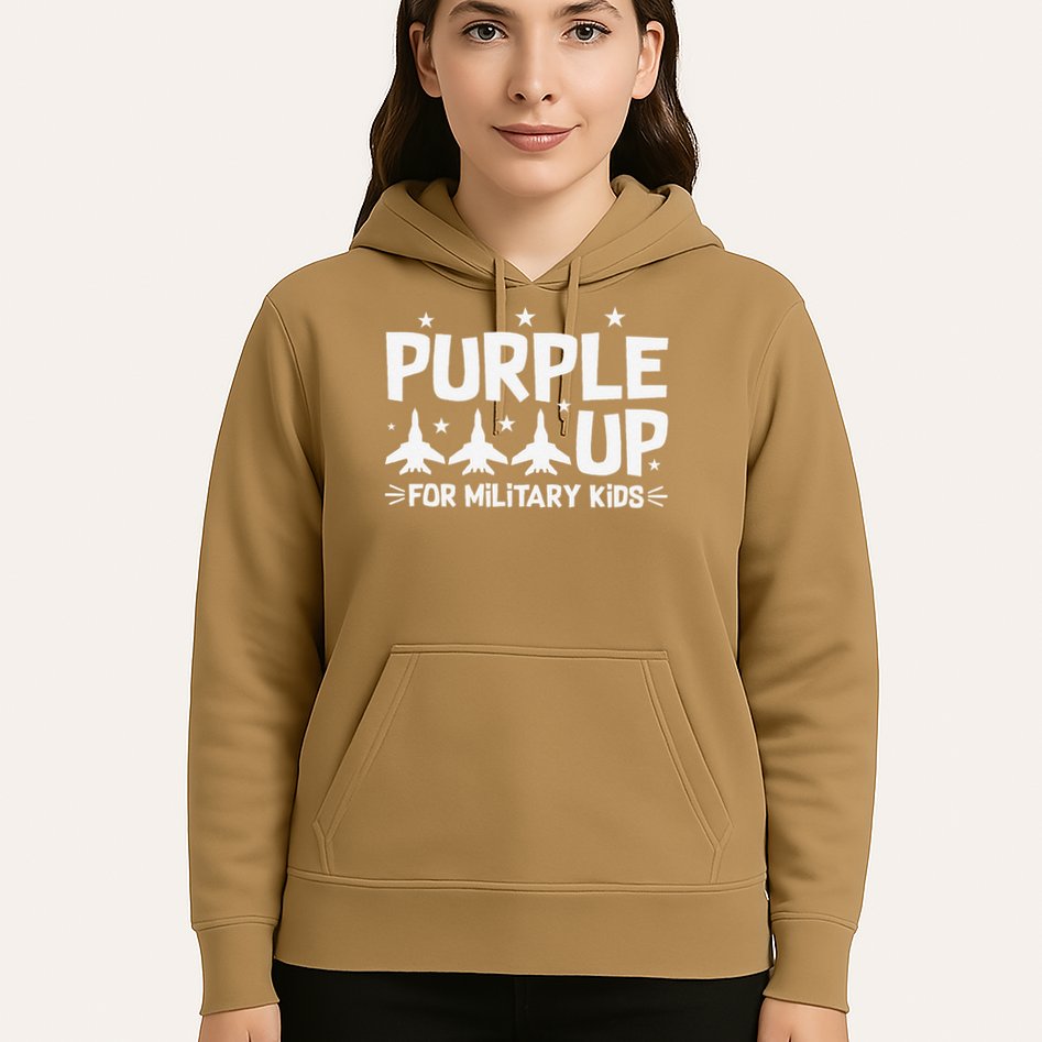 Purple Up USA Flag Fighter Jets Military Child Matching Hoodie