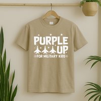 Purple Up USA Flag Fighter Jets Military Child Matching T-Shirt