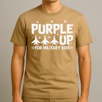 Purple Up USA Flag Fighter Jets Military Child Matching T-Shirt