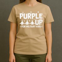 Purple Up USA Flag Fighter Jets Military Child Matching T-Shirt