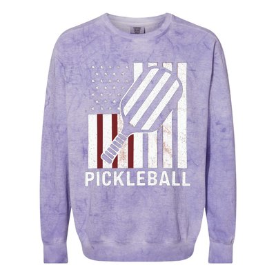 Pickleball Usa Us Flag Pickleball Player Paddleball Lover Gift Colorblast Crewneck Sweatshirt