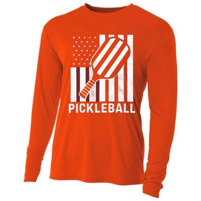 Pickleball Usa Us Flag Pickleball Player Paddleball Lover Gift Cooling Performance Long Sleeve Crew