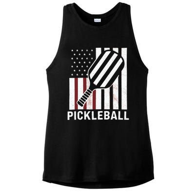 Pickleball Usa Us Flag Pickleball Player Paddleball Lover Gift Ladies PosiCharge Tri-Blend Wicking Tank