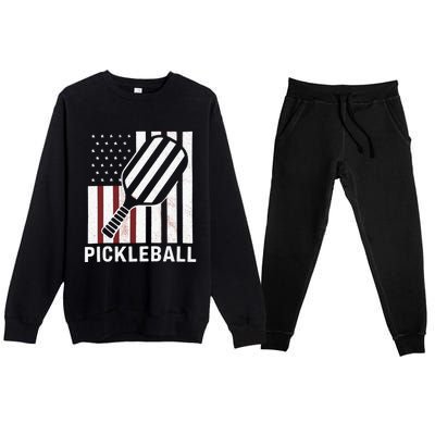 Pickleball Usa Us Flag Pickleball Player Paddleball Lover Gift Premium Crewneck Sweatsuit Set