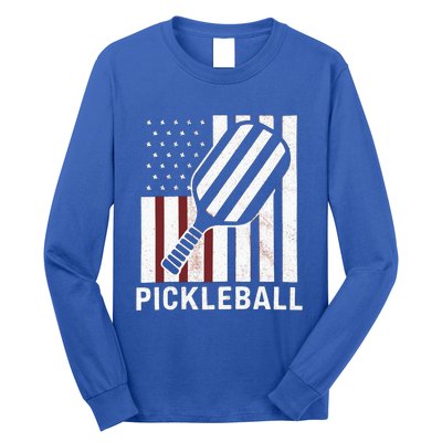 Pickleball Usa Us Flag Pickleball Player Paddleball Lover Gift Long Sleeve Shirt