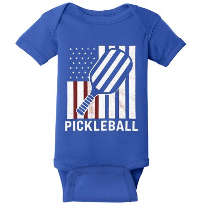 Pickleball Usa Us Flag Pickleball Player Paddleball Lover Gift Baby Bodysuit