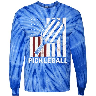 Pickleball Usa Us Flag Pickleball Player Paddleball Lover Gift Tie-Dye Long Sleeve Shirt