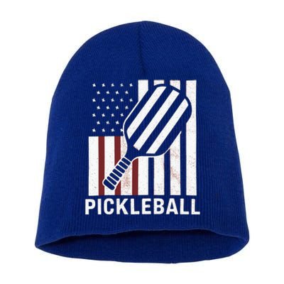 Pickleball Usa Us Flag Pickleball Player Paddleball Lover Gift Short Acrylic Beanie