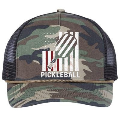 Pickleball Usa Us Flag Pickleball Player Paddleball Lover Gift Retro Rope Trucker Hat Cap