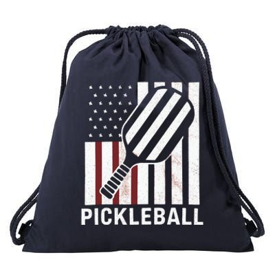 Pickleball Usa Us Flag Pickleball Player Paddleball Lover Gift Drawstring Bag