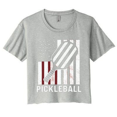 Pickleball Usa Us Flag Pickleball Player Paddleball Lover Gift Women's Crop Top Tee