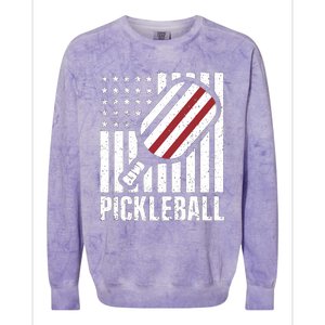 Pickleball Usa Us Flag Pickleball Player Paddleball Lover Great Gift Colorblast Crewneck Sweatshirt