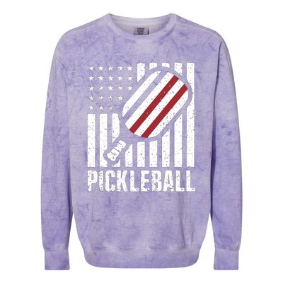 Pickleball Usa Us Flag Pickleball Player Paddleball Lover Great Gift Colorblast Crewneck Sweatshirt