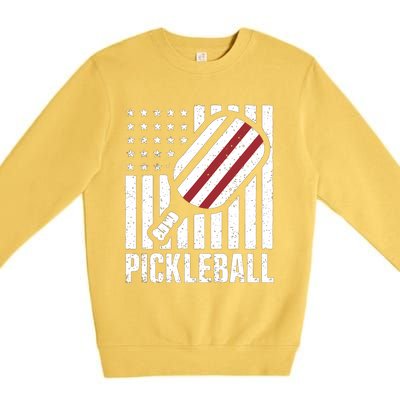 Pickleball Usa Us Flag Pickleball Player Paddleball Lover Great Gift Premium Crewneck Sweatshirt