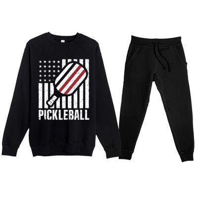 Pickleball Usa Us Flag Pickleball Player Paddleball Lover Great Gift Premium Crewneck Sweatsuit Set