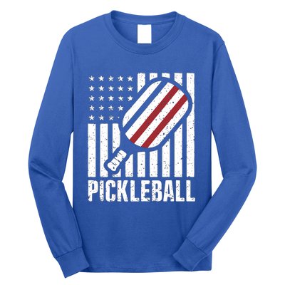 Pickleball Usa Us Flag Pickleball Player Paddleball Lover Great Gift Long Sleeve Shirt