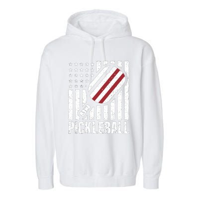 Pickleball Usa Us Flag Pickleball Player Paddleball Lover Great Gift Garment-Dyed Fleece Hoodie