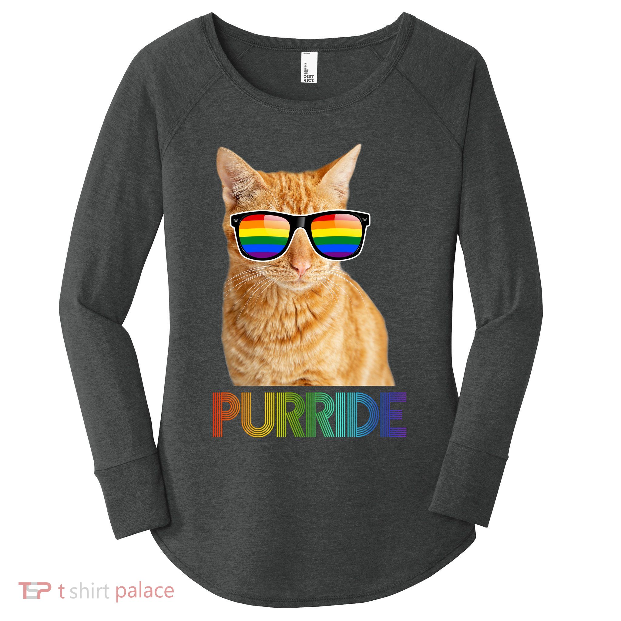 Puuride Gay Pride LGBT Cat Women's Perfect Tri Tunic Long Sleeve Shirt