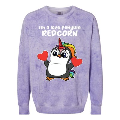 Penguin Unicorn Valentines Day Cute Magical Mystical Animal Gift Colorblast Crewneck Sweatshirt