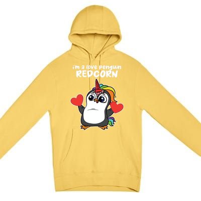 Penguin Unicorn Valentines Day Cute Magical Mystical Animal Gift Premium Pullover Hoodie