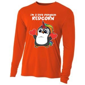 Penguin Unicorn Valentines Day Cute Magical Mystical Animal Gift Cooling Performance Long Sleeve Crew