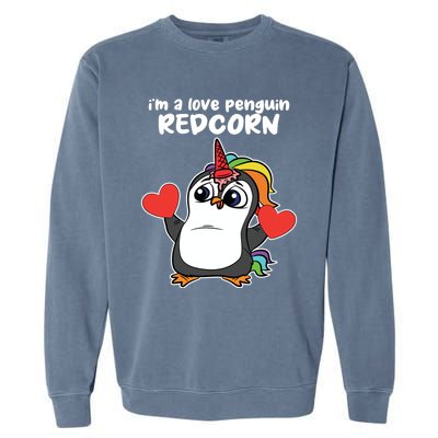 Penguin Unicorn Valentines Day Cute Magical Mystical Animal Gift Garment-Dyed Sweatshirt