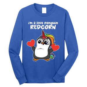 Penguin Unicorn Valentines Day Cute Magical Mystical Animal Gift Long Sleeve Shirt