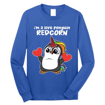 Penguin Unicorn Valentines Day Cute Magical Mystical Animal Gift Long Sleeve Shirt