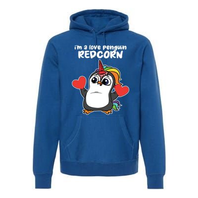 Penguin Unicorn Valentines Day Cute Magical Mystical Animal Gift Premium Hoodie