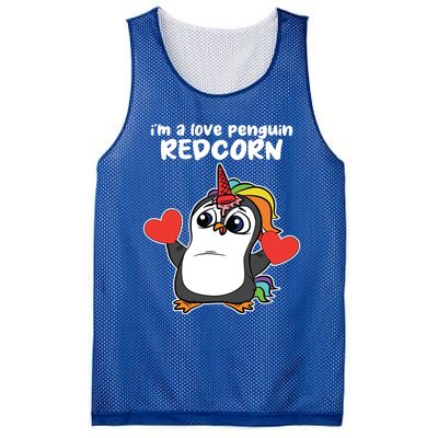 Penguin Unicorn Valentines Day Cute Magical Mystical Animal Gift Mesh Reversible Basketball Jersey Tank